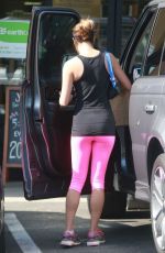 LEA MICHELE in Spandex Leaves Earthbar in West Hollywood