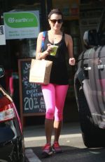 LEA MICHELE in Spandex Leaves Earthbar in West Hollywood