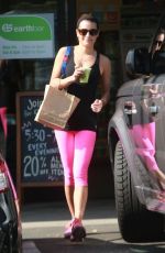 LEA MICHELE in Spandex Leaves Earthbar in West Hollywood