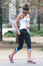 LEA MICHELE in Tights Hiking at Coldwater Canyon park in Beverly Hills
