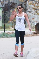 LEA MICHELE in Tights Hiking at Coldwater Canyon park in Beverly Hills