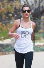 LEA MICHELE in Tights Hiking at Coldwater Canyon park in Beverly Hills