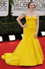 LENA DUNHAM at 71st Annual Golden Globe Awards