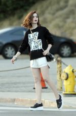 LILY COLLINS in Shorts Out and About in Los Angeles