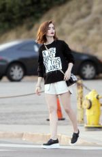 LILY COLLINS in Shorts Out and About in Los Angeles