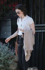 LILY COLLINS Leaves a Friend