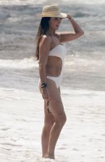LIZZIE CUNDY in Swimsuit at a Beach in Barbados