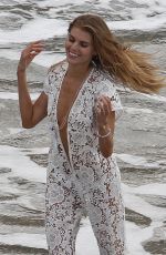MARYNA LINCHUK at Vogue Photoshoot on Shell Beach in Saint Barthelemy