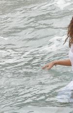 MARYNA LINCHUK at Vogue Photoshoot on Shell Beach in Saint Barthelemy