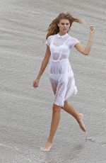 MARYNA LINCHUK at Vogue Photoshoot on Shell Beach in Saint Barthelemy