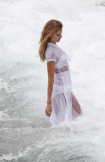 MARYNA LINCHUK at Vogue Photoshoot on Shell Beach in Saint Barthelemy