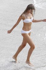 MARYNA LINCHUK at Vogue Photoshoot on Shell Beach in Saint Barthelemy