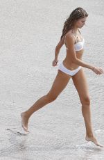MARYNA LINCHUK at Vogue Photoshoot on Shell Beach in Saint Barthelemy