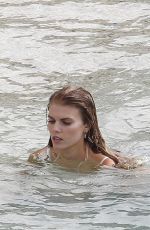 MARYNA LINCHUK at Vogue Photoshoot on Shell Beach in Saint Barthelemy