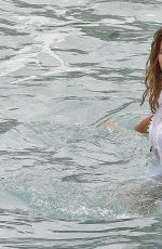 MARYNA LINCHUK at Vogue Photoshoot on Shell Beach in St. Barths