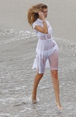 MARYNA LINCHUK at Vogue Photoshoot on Shell Beach in St. Barths