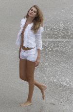MARYNA LINCHUK at Vogue Photoshoot on Shell Beach in St. Barths