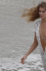 MARYNA LINCHUK at Vogue Photoshoot on Shell Beach in St. Barths