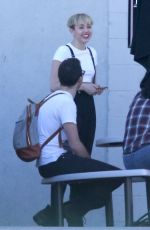 MILEY CYRUS at a Recording Studio in Los Angeles