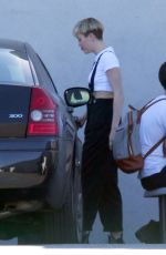 MILEY CYRUS at a Recording Studio in Los Angeles