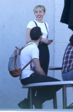 MILEY CYRUS at a Recording Studio in Los Angeles