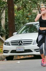 MILEY CYRUS in Tight Walks Her Dog Out in Los Angeles