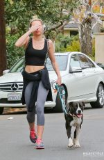 MILEY CYRUS in Tight Walks Her Dog Out in Los Angeles