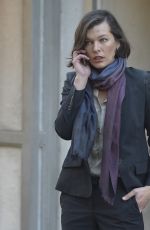 MILLA JOVOVIH on the Set of  Survivor