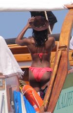 NAOMI CAMPBELL in Bikini at a Boat in Kenya