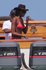 NAOMI CAMPBELL in Bikini at a Boat in Kenya