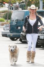 NICOLLETTE SHERIDAN Walks Her Dog Out in Canoga Park