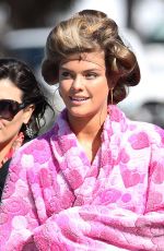 NINA AGDAL on the Set of Entourage