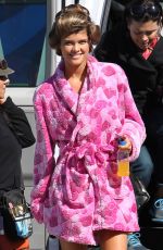 NINA AGDAL on the Set of Entourage