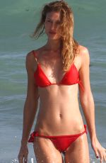 OLGA KENT in Tiny Red Bikini at a Beach in Miami