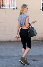 ROSIE HUNTINGTON-WHITELEY in Leggings Leaves a Gym