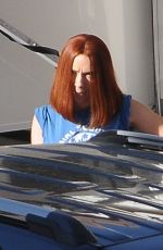 SCARLETT JOHANSSON on the Set of Captain America: The Winter Soldier in Los Angeles