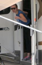 SCARLETT JOHANSSON on the Set of Captain America: The Winter Soldier in Los Angeles