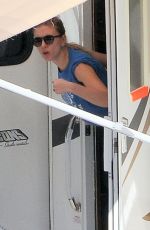 SCARLETT JOHANSSON on the Set of Captain America: The Winter Soldier in Los Angeles