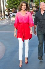 TRICIA HELFER on the Set of Extra at Universal Studios