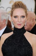 UMA THURMAN at 71st Annual Golden Globe Awards