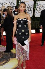 ZOE SALDANA at 71st Annual Golden Globe Awards