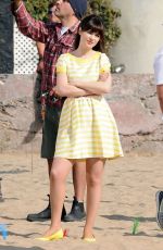 ZOOEY DESCHANEL on the Set of The New Girl on the Beach in Los Angeles