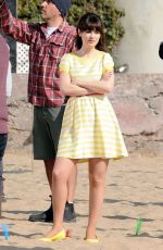 ZOOEY DESCHANEL on the Set of The New Girl on the Beach in Los Angeles