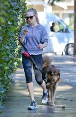 AMANDA SEYFRIED on the Morning Walk with Her Dog