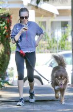 AMANDA SEYFRIED on the Morning Walk with Her Dog