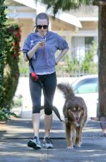 AMANDA SEYFRIED on the Morning Walk with Her Dog