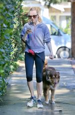 AMANDA SEYFRIED on the Morning Walk with Her Dog