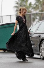 ANNALYNNE MCCOR in Black Dress Out for Lunch