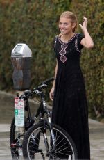 ANNALYNNE MCCOR in Black Dress Out for Lunch
