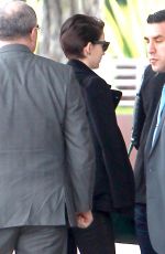 ANNE HATHAWAY Arrives at a Meeting in Culver City